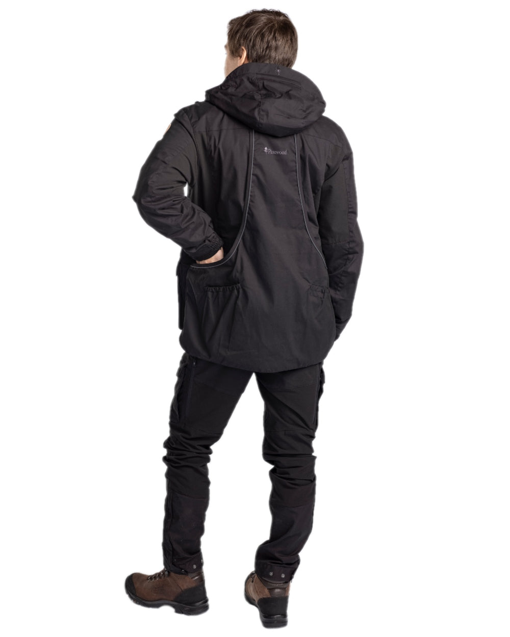 Black Coloured Pinewood Mens Dog Sports Trainer Jacket on white background