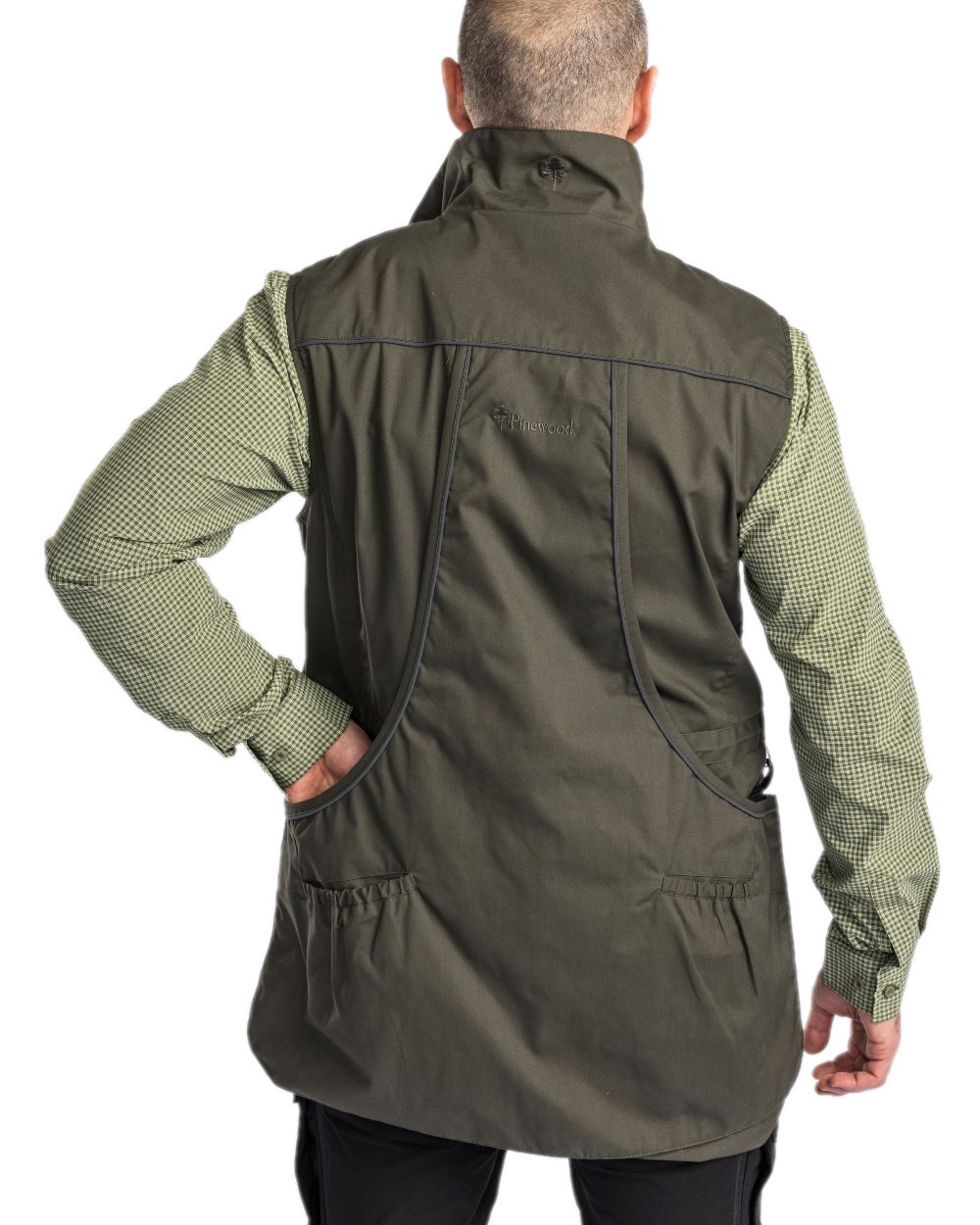Moss Green Coloured Pinewood Mens Dog Sports Trainer Vest on white background