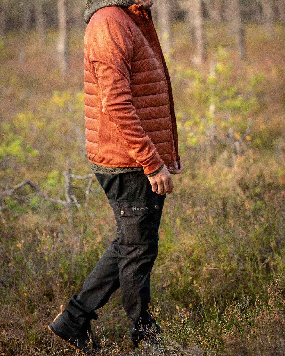 Black Coloured Pinewood Mens Finnveden Classic Trousers on outdoor background