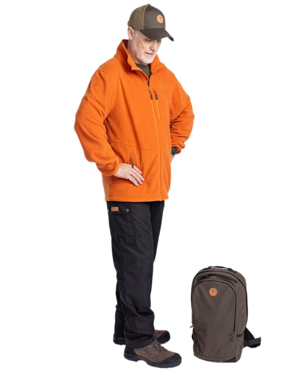 Burned Orange Pinewood Mens Finnveden Fleece Jacket on white background