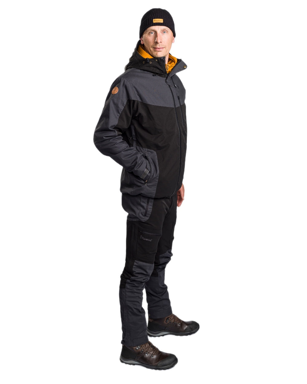 Black Dark Anthracite Coloured Pinewood Mens Finnveden Hybrid Extreme Jacket on white background