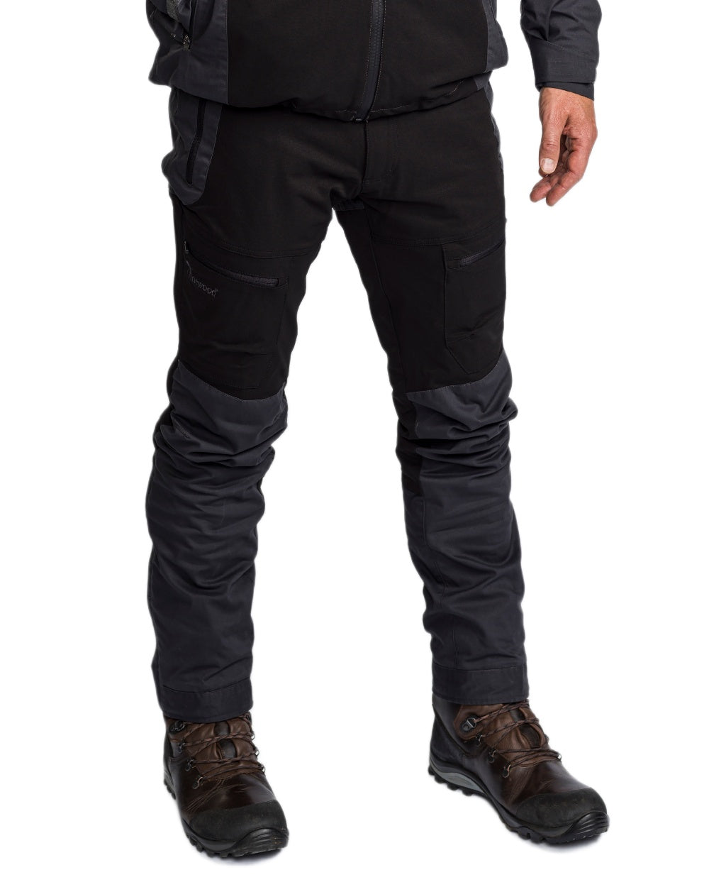 Black Dark Anthracite Coloured Pinewood Mens Finnveden Hybrid Extreme Trousers on white background
