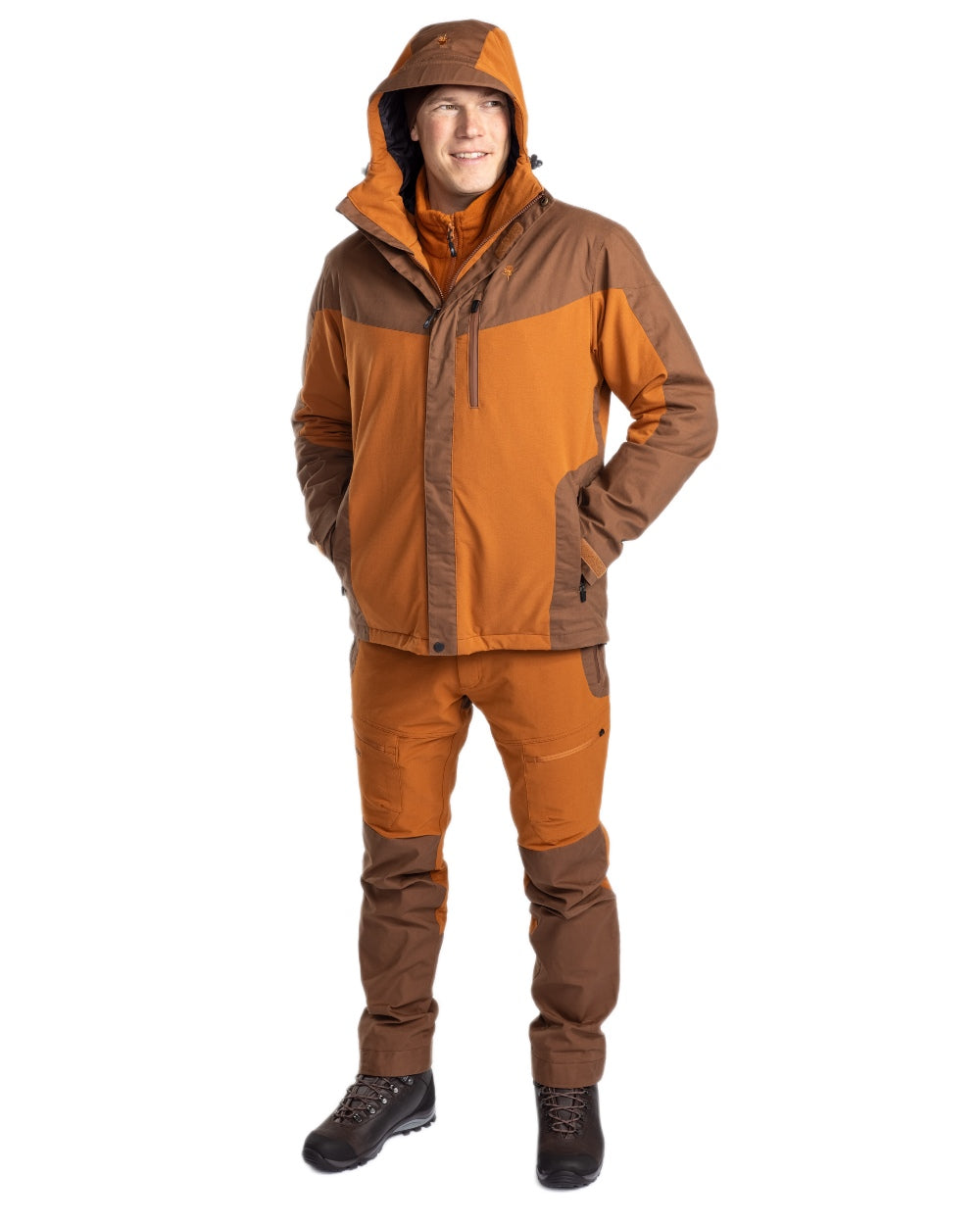 Fudge Nougat Coloured Pinewood Mens Finnveden Hybrid Extreme Trousers on white background