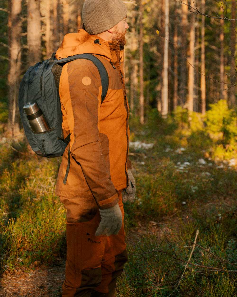 Fudge Nougat Coloured Pinewood Mens Finnveden Hybrid Extreme Trousers on forest background