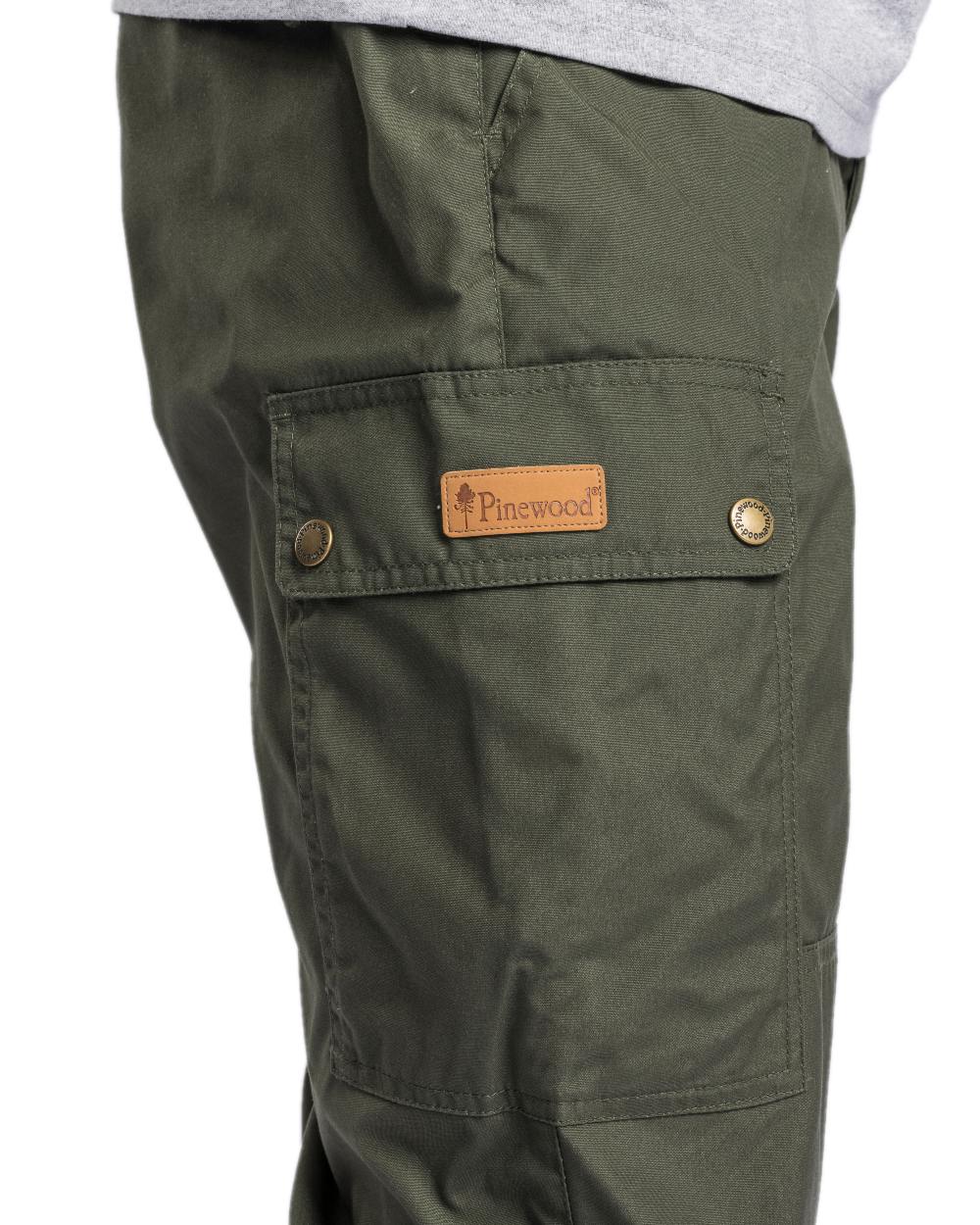 Moss Green Coloured Pinewood Mens Finnveden Outdoor Classical Trousers on white background