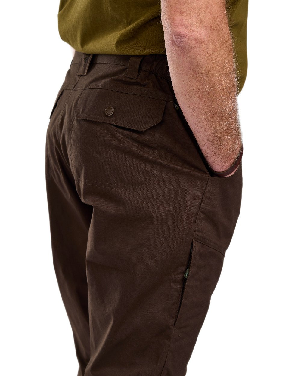 Dark Brown Coloured Pinewood Mens Finnveden Outdoor Trousers on white background
