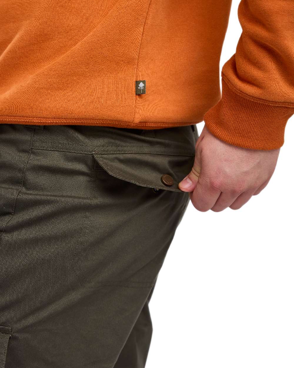 Moss Green Coloured Pinewood Mens Finnveden Outdoor Trousers on white background