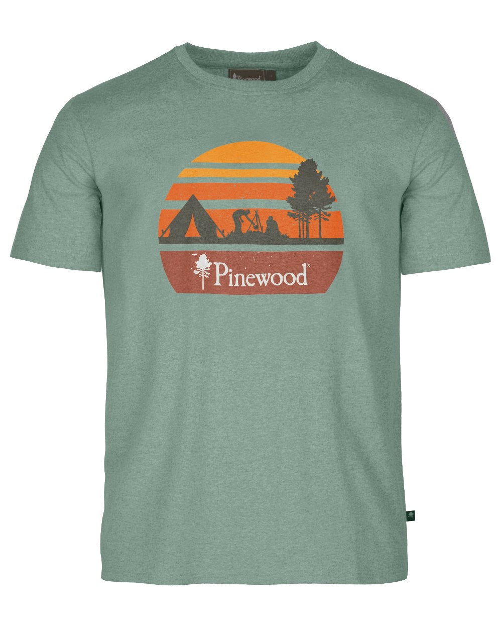 Aqua Grey Melange Campsite coloured Pinewood Mens Finnveden Recycled T-Shirt on white background