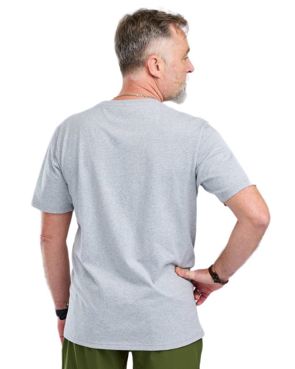Light Grey Melange Forest coloured Pinewood Mens Finnveden Recycled T-Shirt on white background
