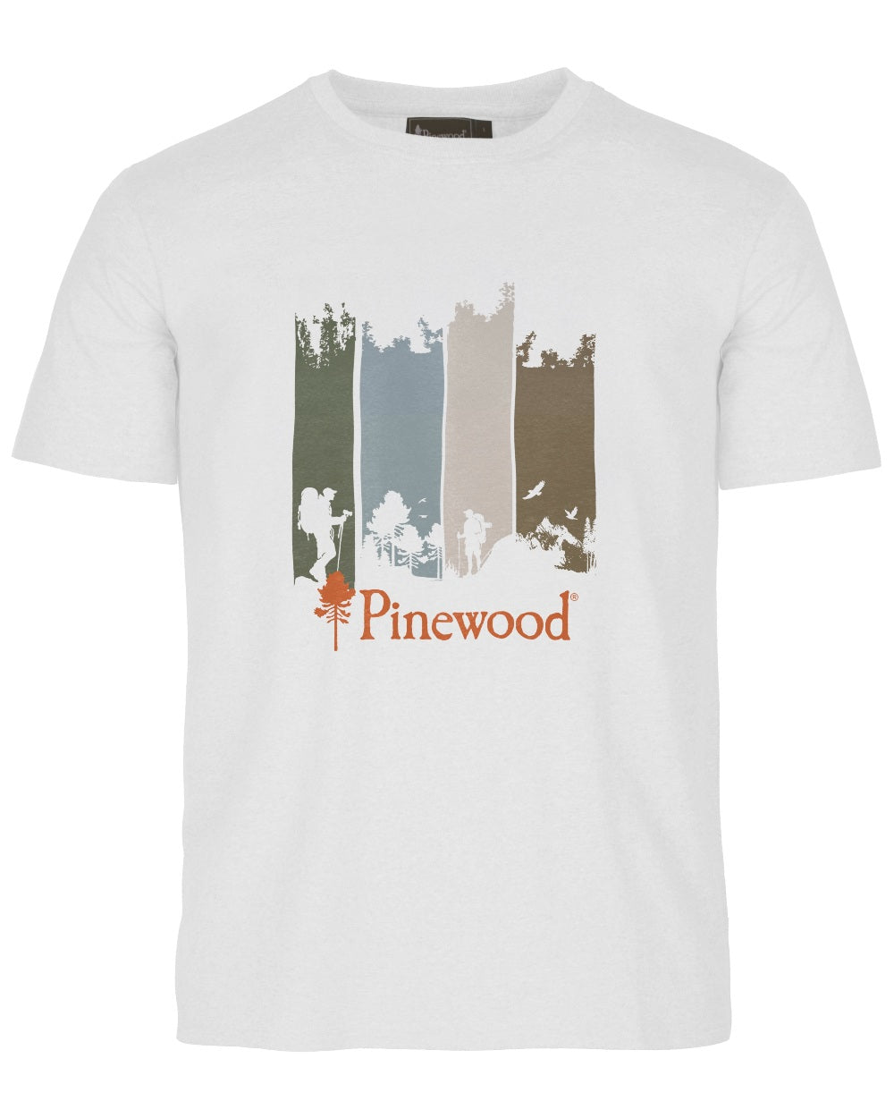White Melange Adventure coloured Pinewood Mens Finnveden Recycled T-Shirt on white background