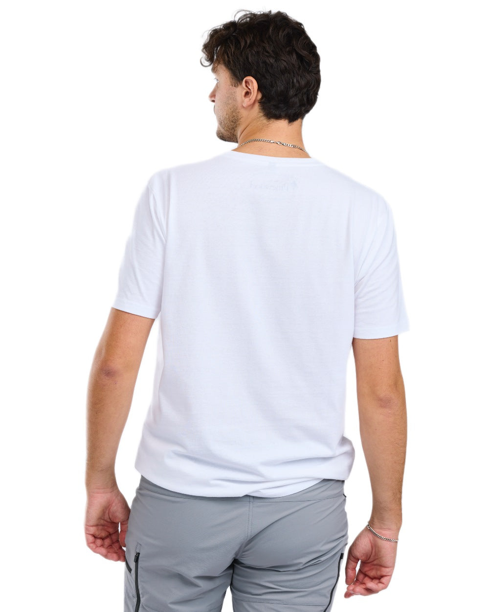 White Melange Adventure coloured Pinewood Mens Finnveden Recycled T-Shirt on white background