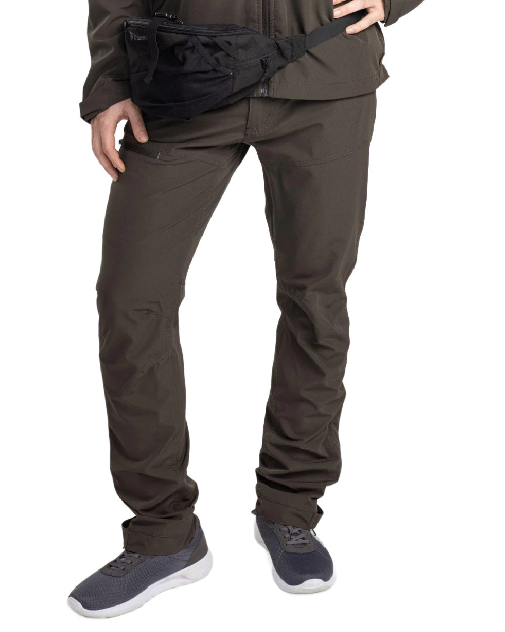 Dark Green coloured Pinewood Mens Finnveden Trail Stretch Trousers on white background