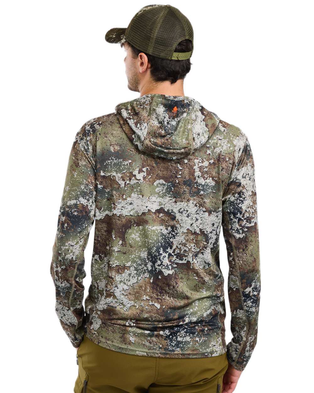 Strata coloured Pinewood Mens Furudal Camou InsectSafe Hoodie on white background