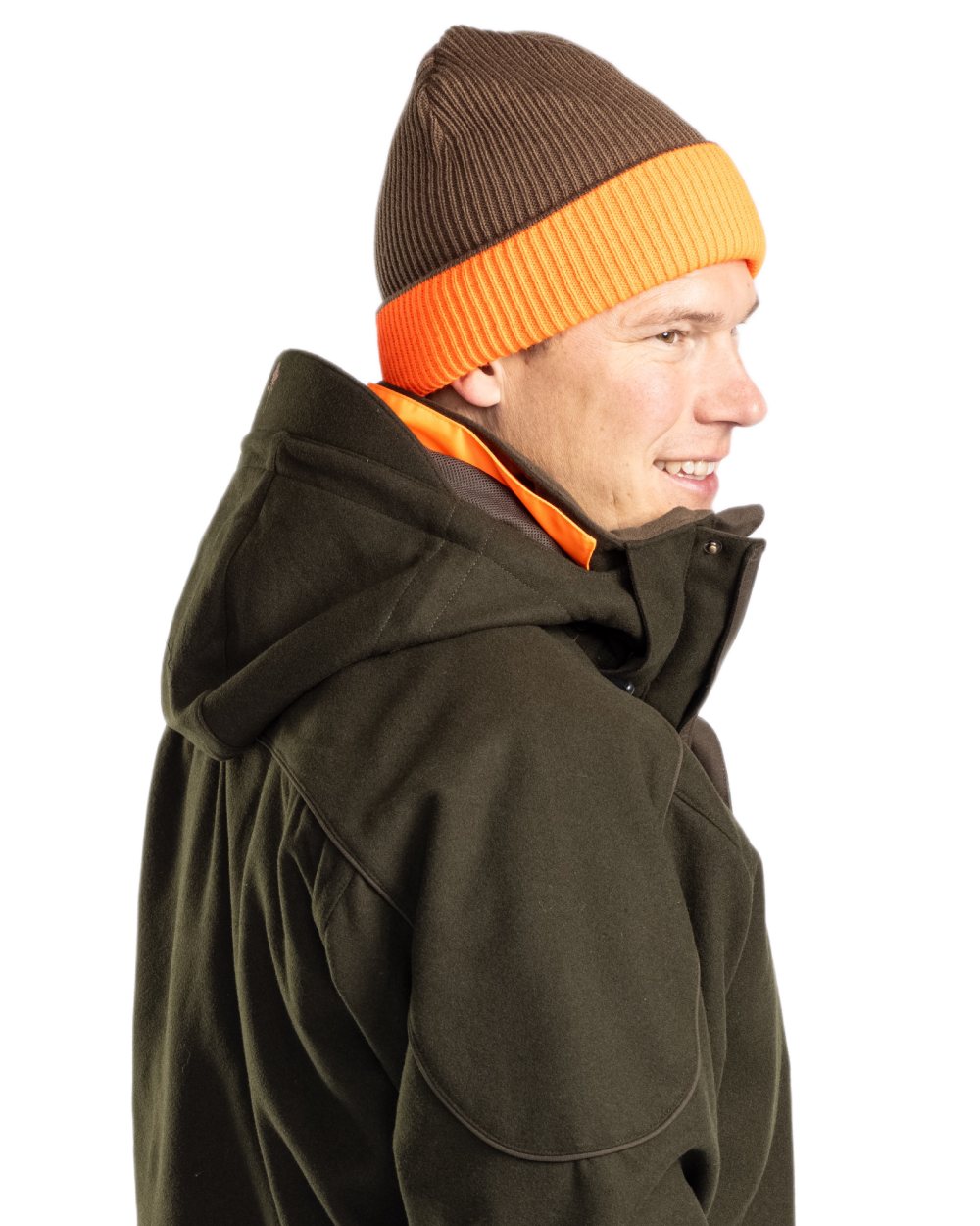 Moss Green coloured Pinewood Mens Furudal Hunters Wool Jacket on white background