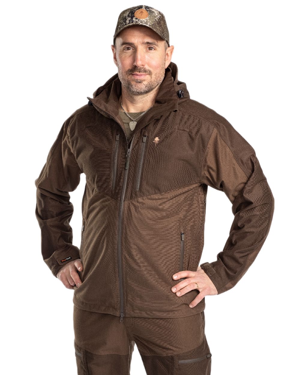 Hunting Brown Suede Brown Coloured Pinewood Mens Furudal Retriever Active Jacket on white background