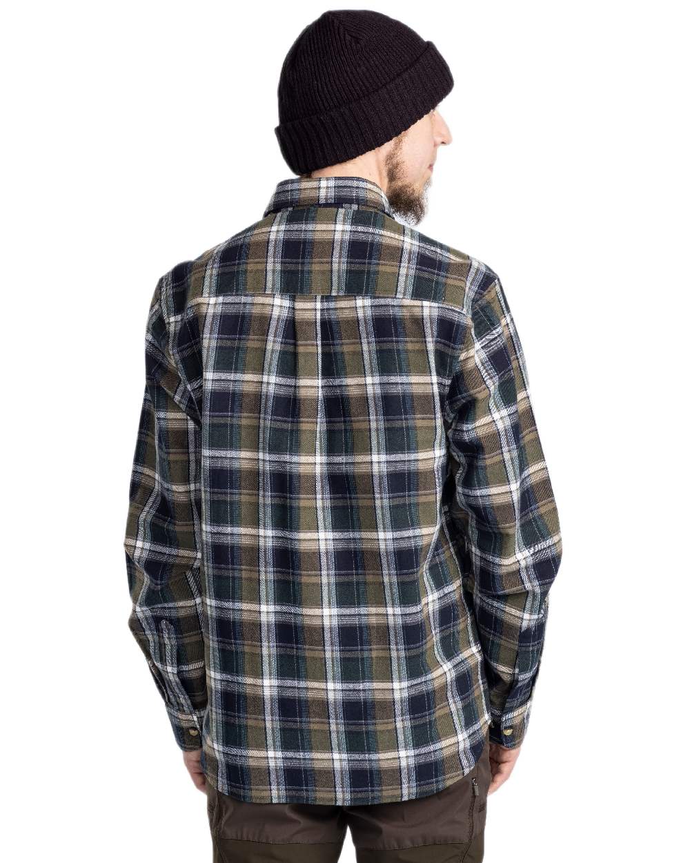 Green Navy Coloured Pinewood Mens Harjedalen Shirt on white background