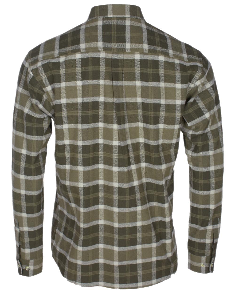 Moss Green Hunting Olive Coloured Pinewood Mens Harjedalen Shirt on white background