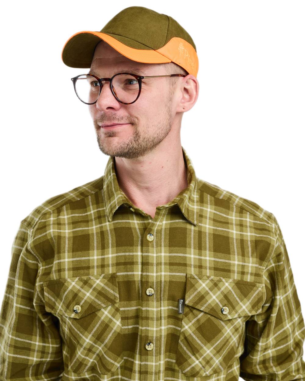 Olive Green coloured Pinewood Mens Harjedalen Shirt on white background
