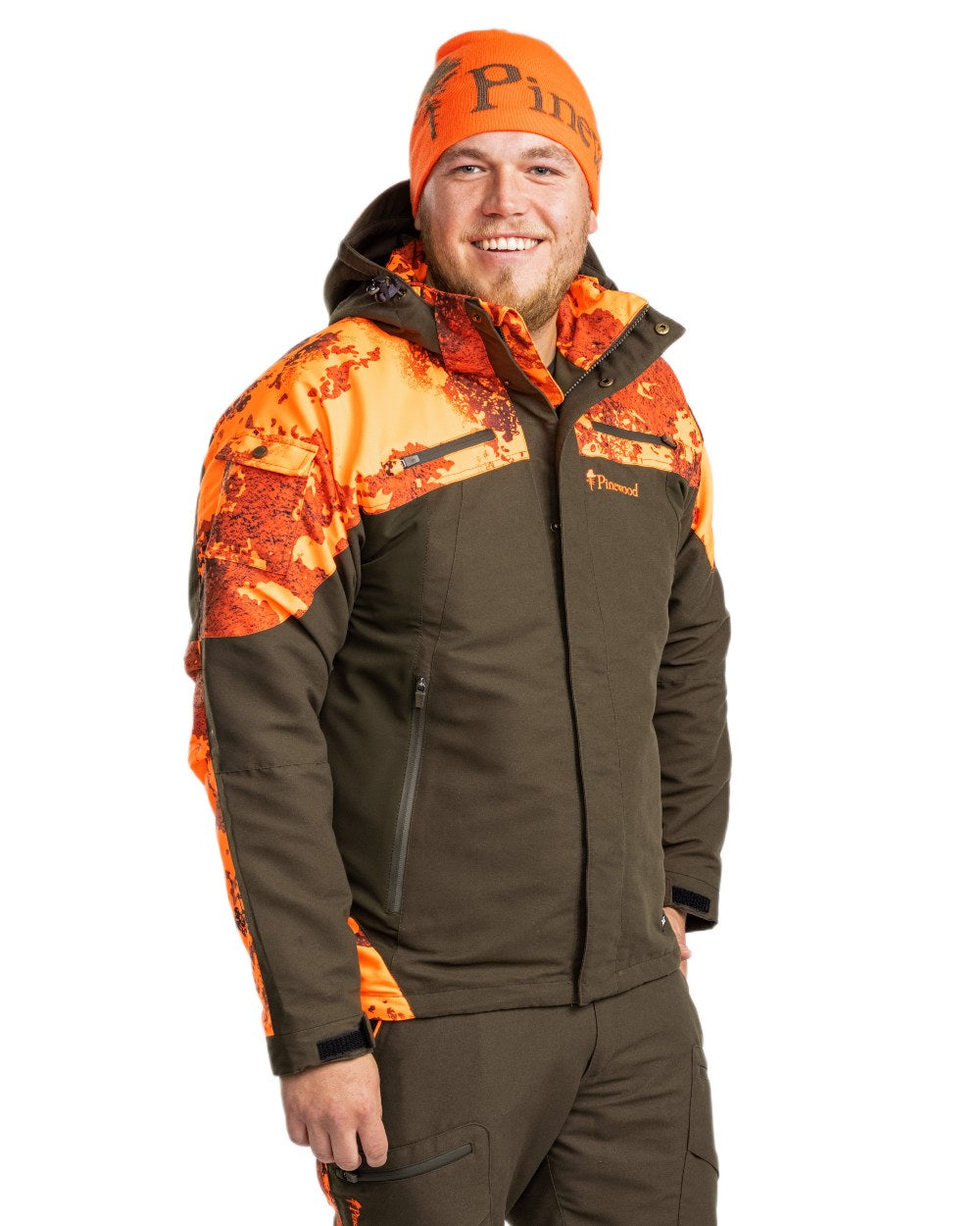 Mossgreen Strata Blaze Coloured Pinewood Mens Hunter Pro Xtreme 2.0 Camou Jacket on white background