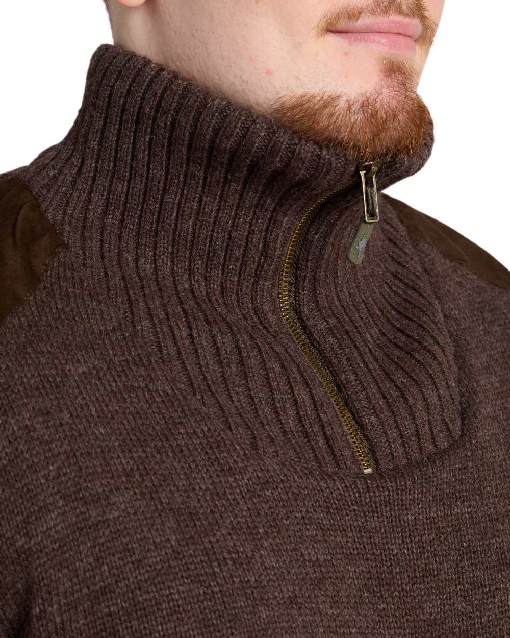 Brown Mel Coloured Pinewood Mens Hurricane Sweater on white background