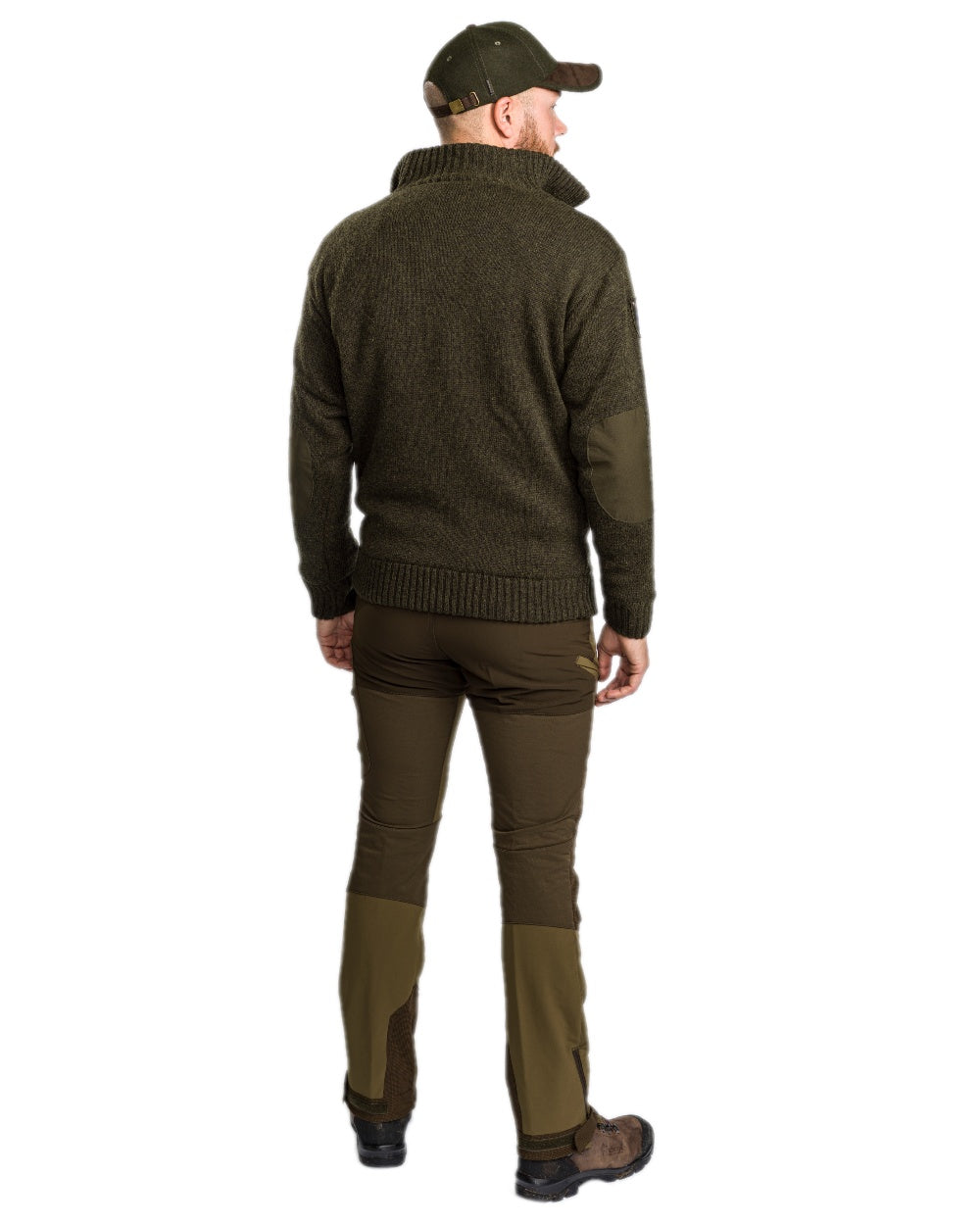 Dark Green Mel Coloured Pinewood Mens Hurricane Sweater on white background
