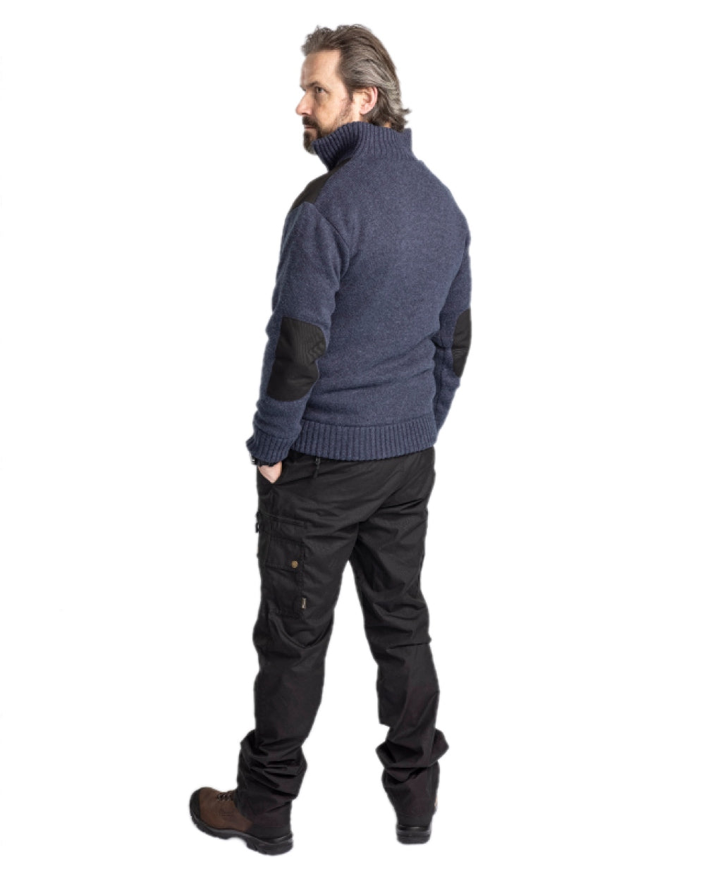 Dark Navy Mel Coloured Pinewood Mens Hurricane Sweater on white background