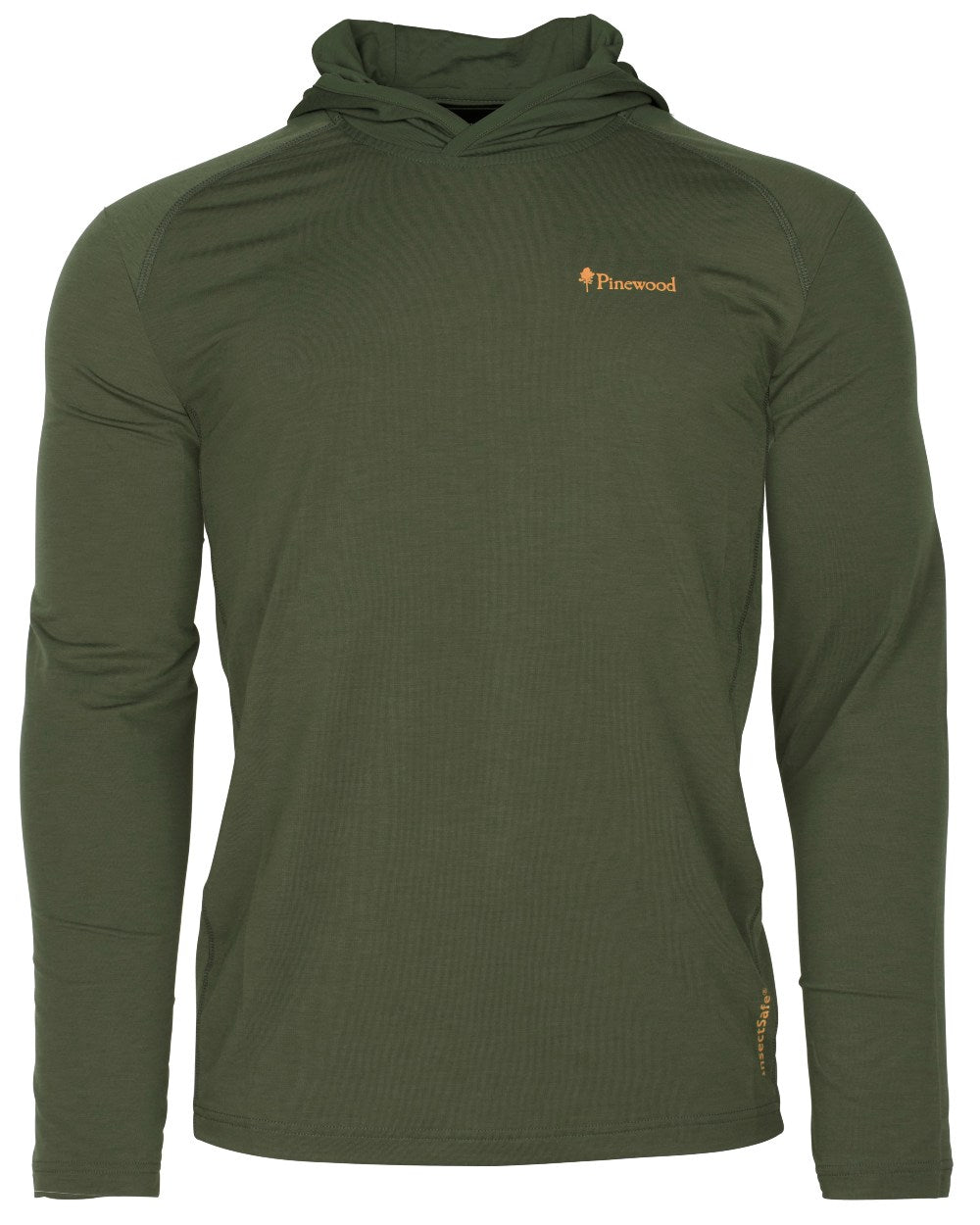 Moss Green coloured Pinewood Mens Insectsafe Function Hoodie on white background