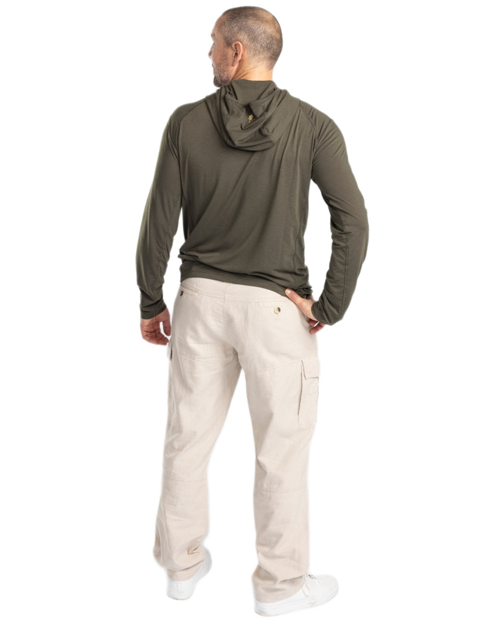 Moss Green coloured Pinewood Mens Insectsafe Function Hoodie on white background