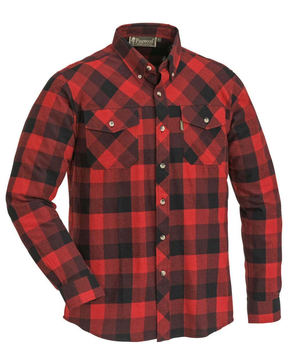 Red Black coloured Pinewood Mens Lumbo Shirt on white background