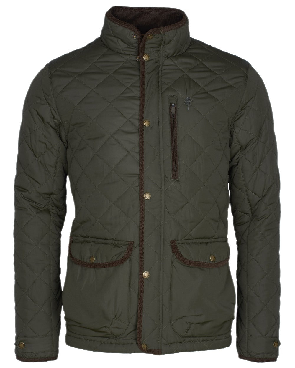 Moss Green Coloured Pinewood Mens Nydala Classic Quilted Jacket on white background