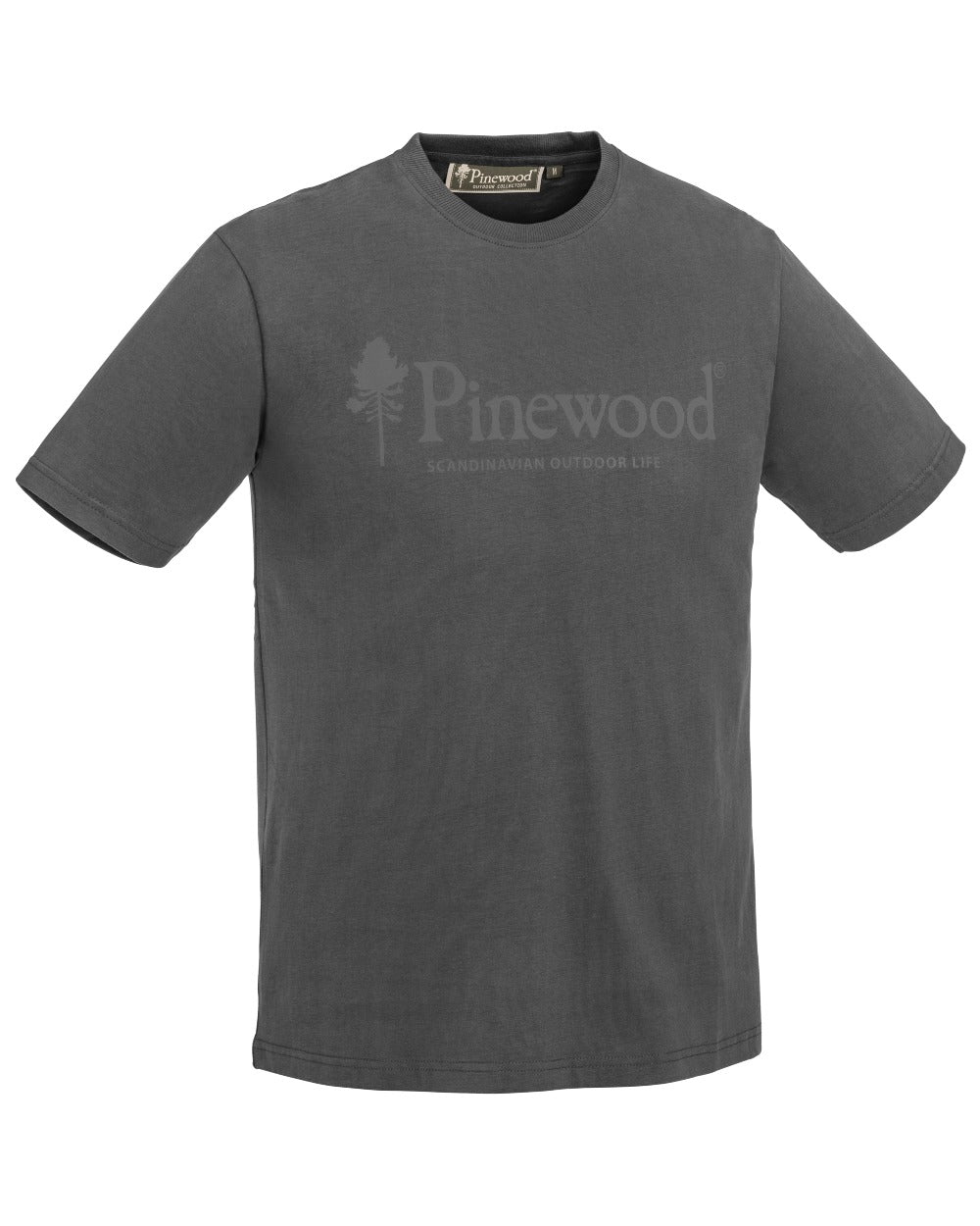 Dark Anthracite coloured Pinewood Mens Outdoor Life T-Shirt on white background