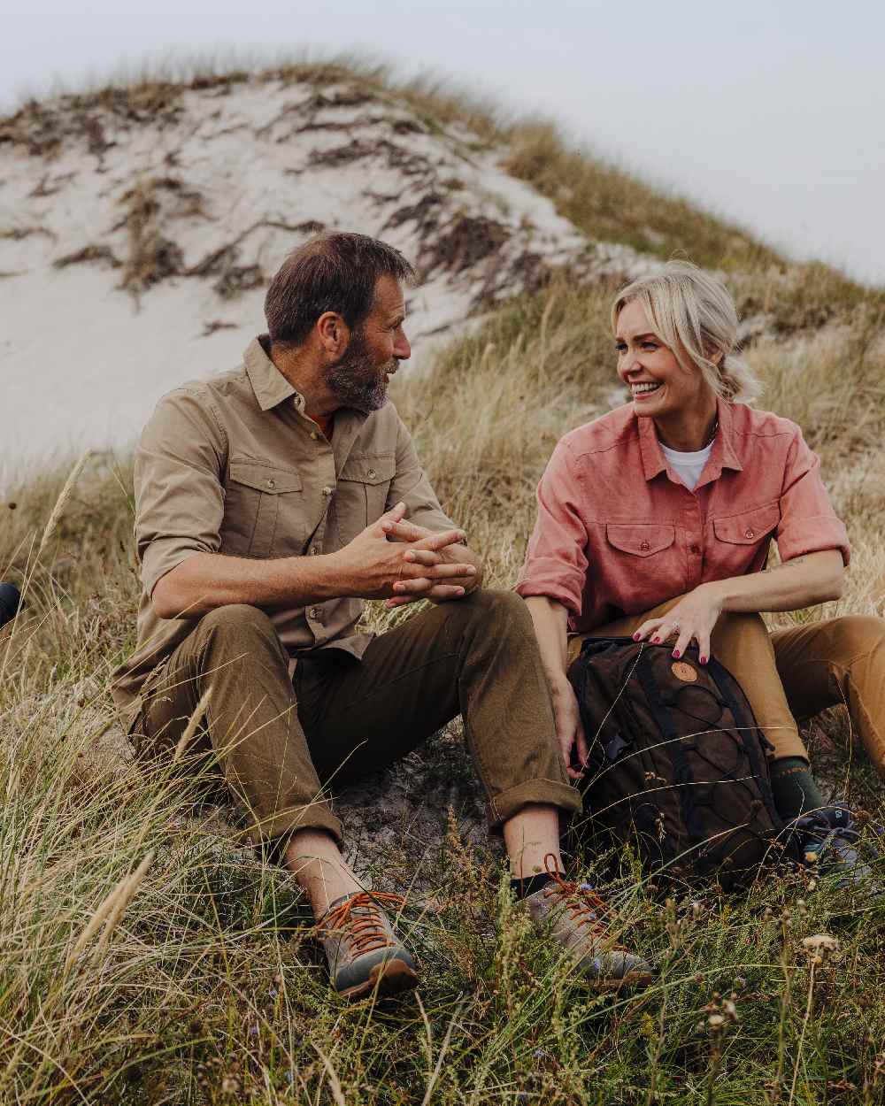 Sandstone Coloured Pinewood Mens Safari Long Sleeve Shirt on outdoor background