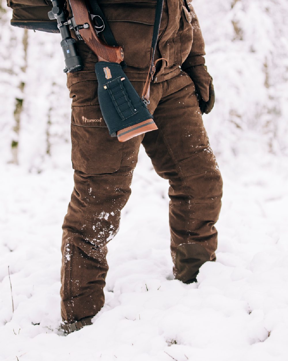 Suede Brown Coloured Pinewood Mens Smaland Abisko 2.0 Hunting Trousers on outdoor background