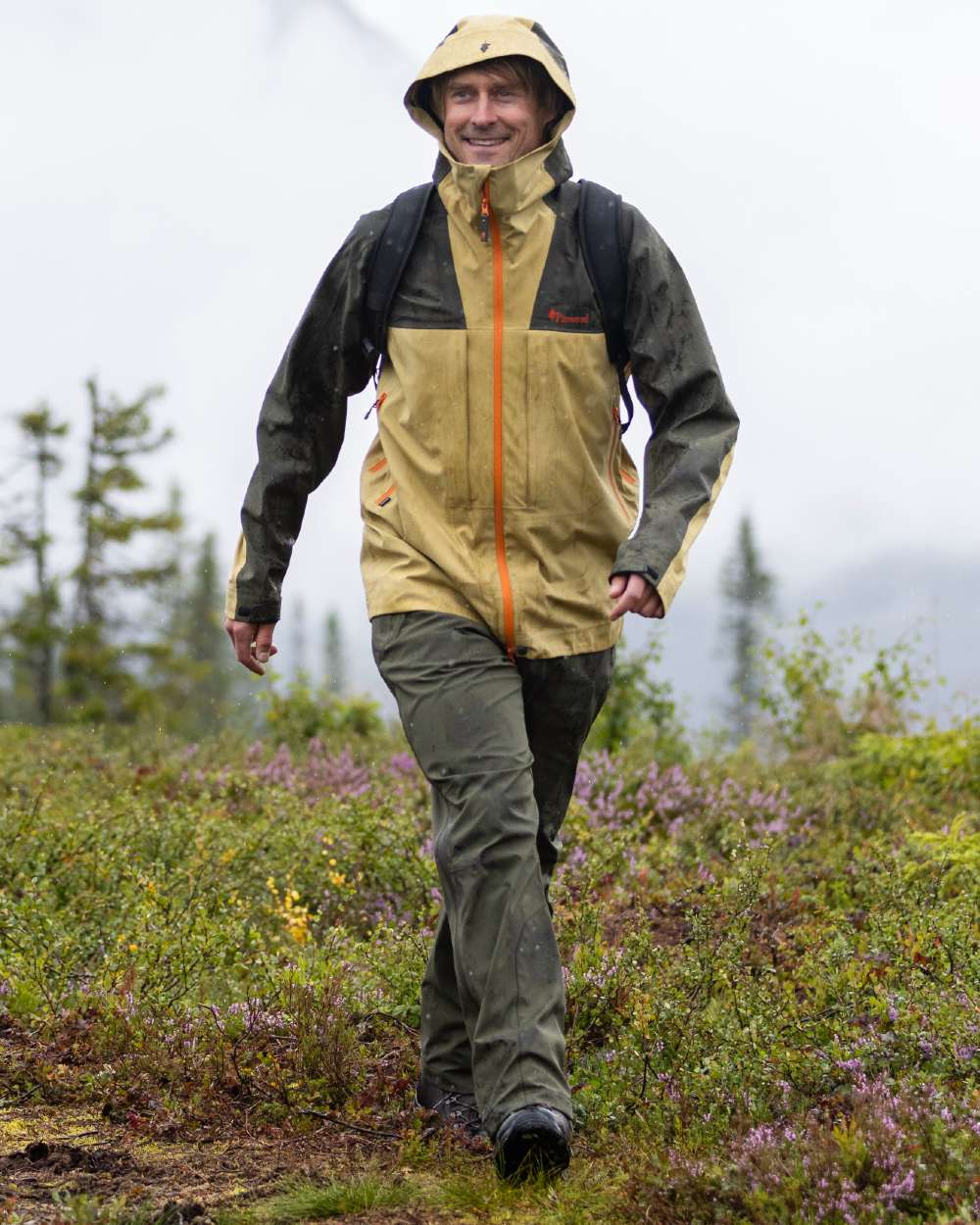 Moss Green Coloured Pinewood Mens Telluz Trousers on forest background