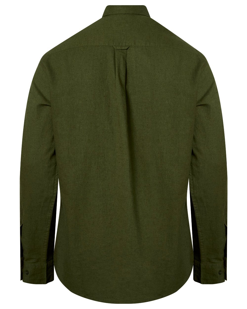 Pine Green coloured Pinewood Mens Varnamo InsectSafe Hemp Mix Long Sleeve Shirt on white background