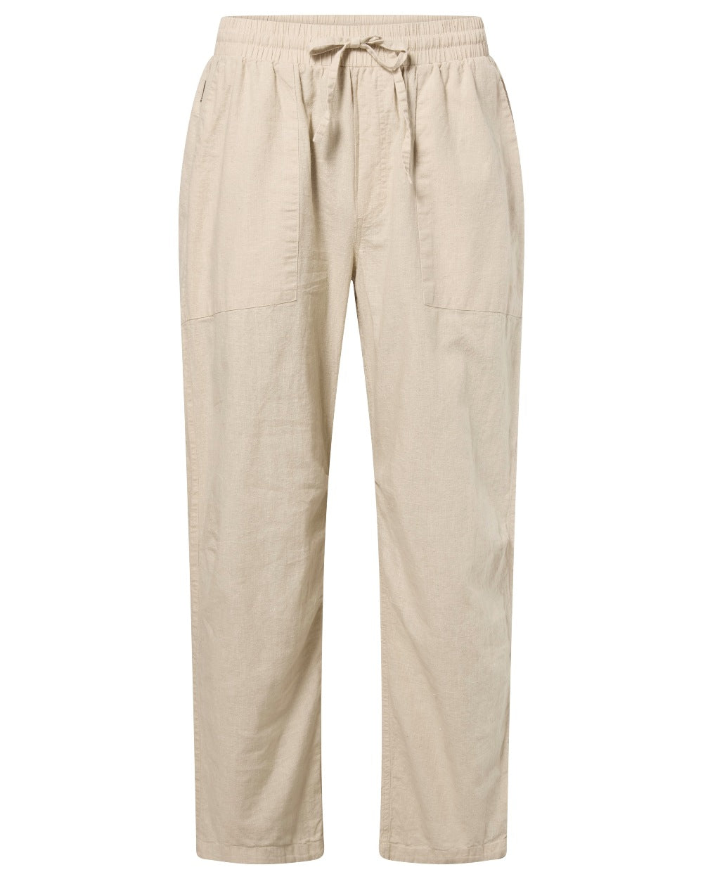 Linen Beige coloured Pinewood Mens Varnamo InsectSafe Hemp Mix Trousers on white background