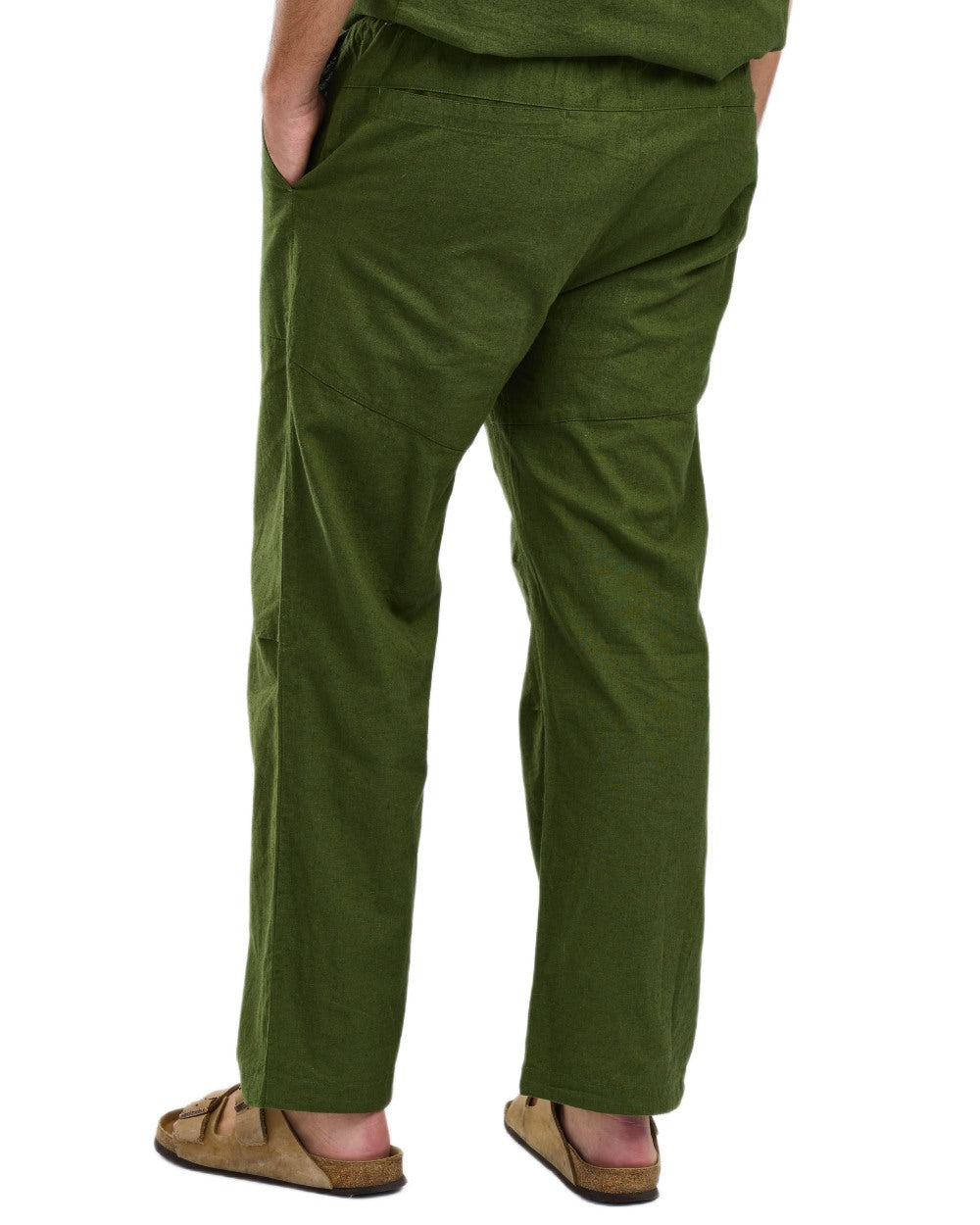 Pine Green coloured Pinewood Mens Varnamo InsectSafe Hemp Mix Trousers on white background