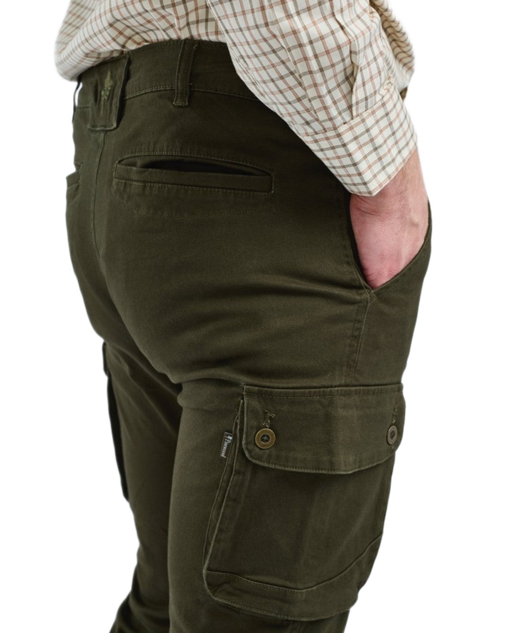 Moss Green Coloured Pinewood Mens Värnamo Serengeti Trousers on white background