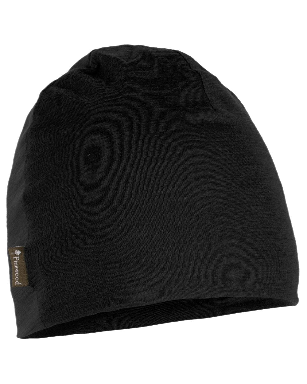Black Coloured Pinewood Merino Wool Beanie on white background