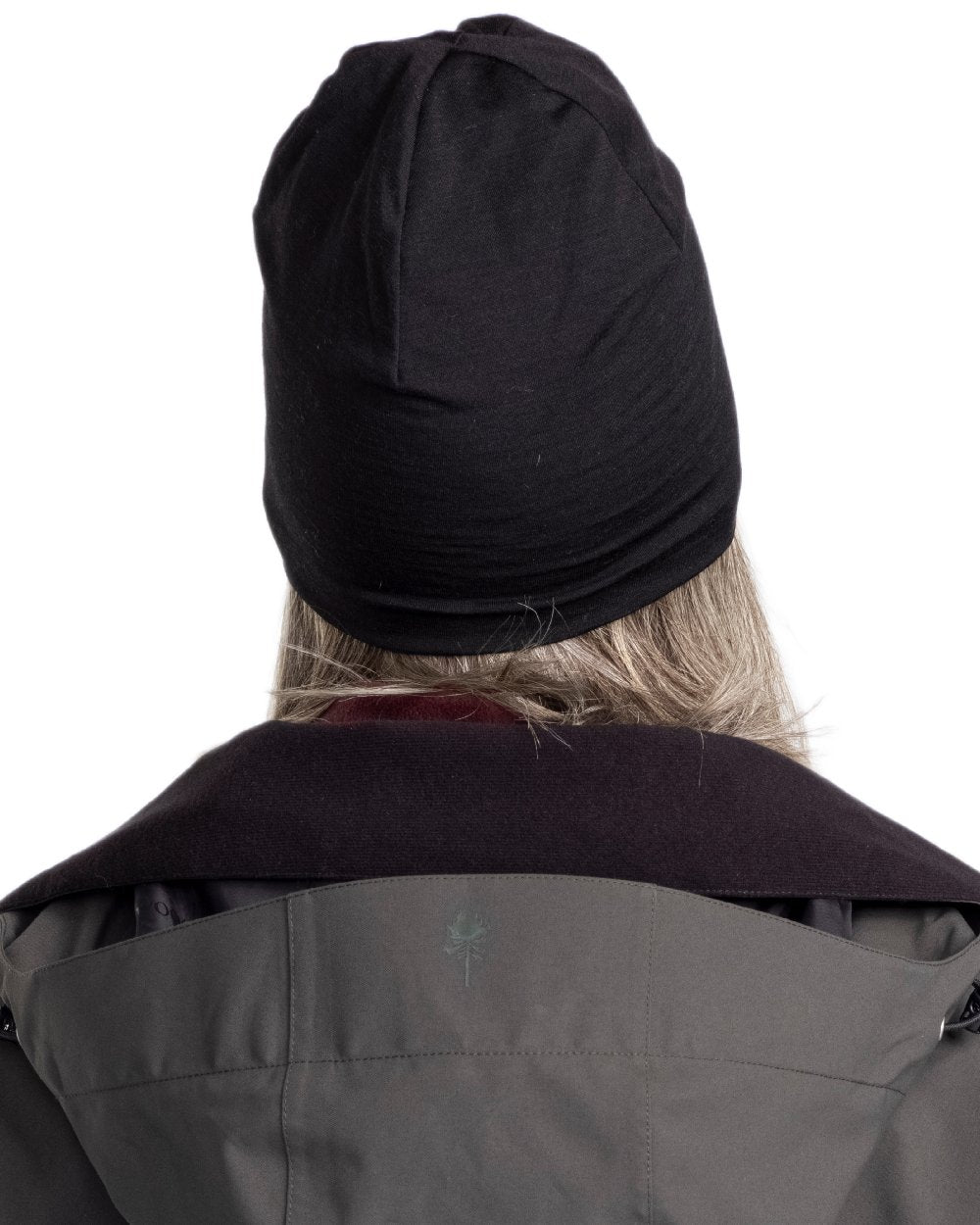Black Coloured Pinewood Merino Wool Beanie on white background