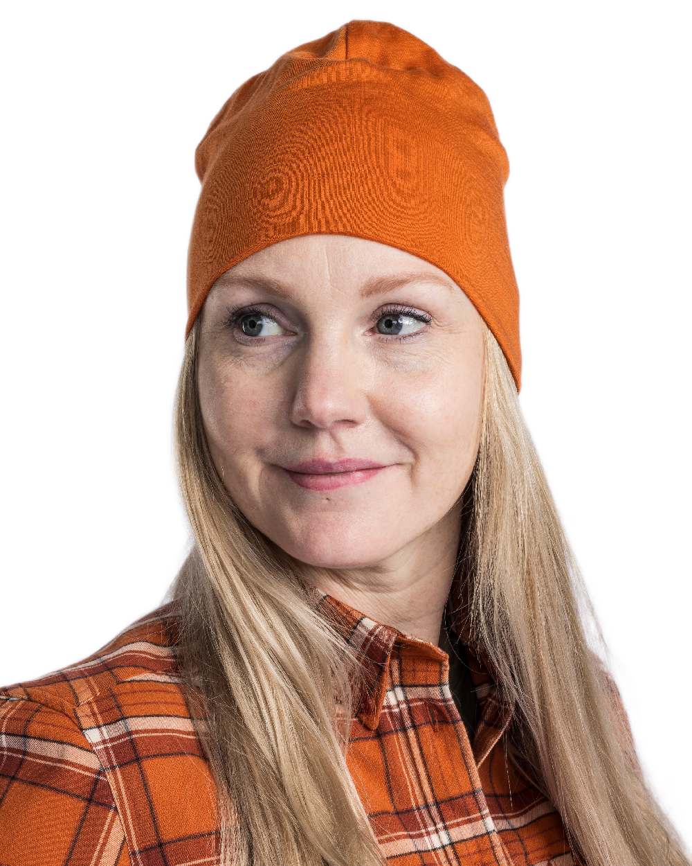 Burned Orange Coloured Pinewood Merino Wool Beanie on white background