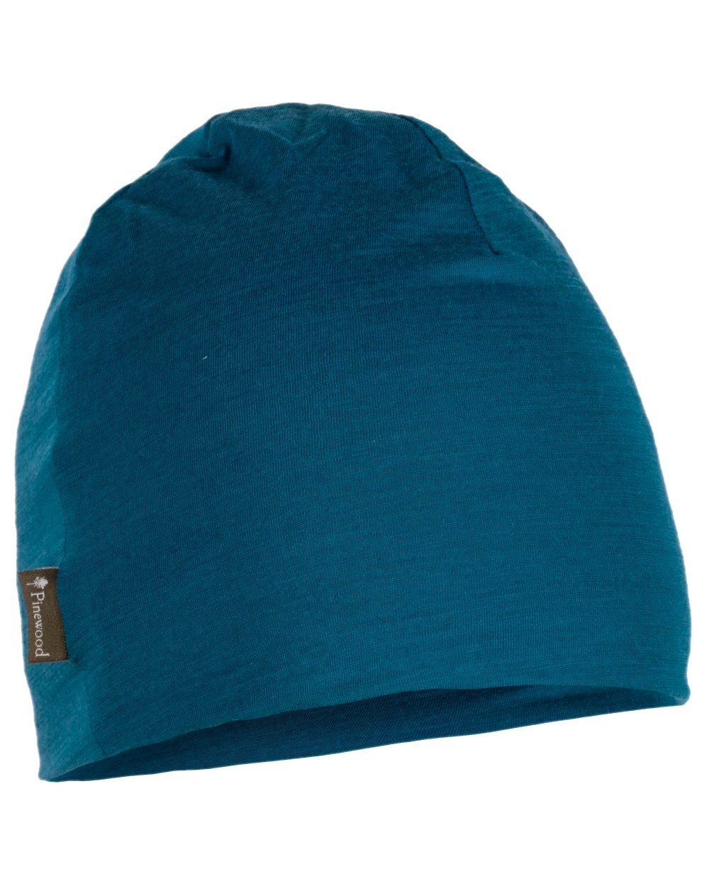 Dark Azur Blue Coloured Pinewood Merino Wool Beanie on white background