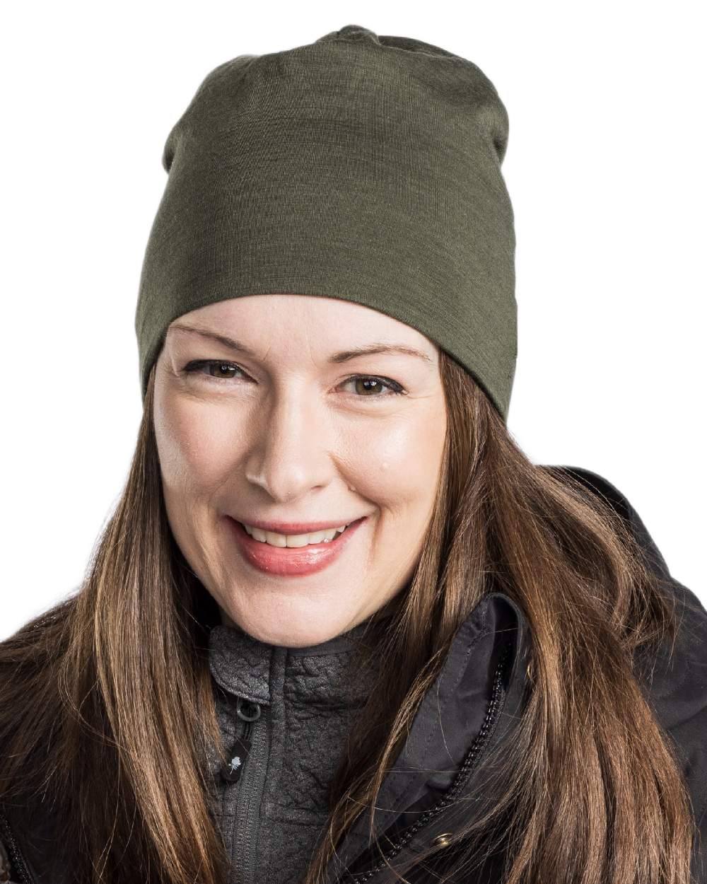 Moss Green Coloured Pinewood Merino Wool Beanie on white background