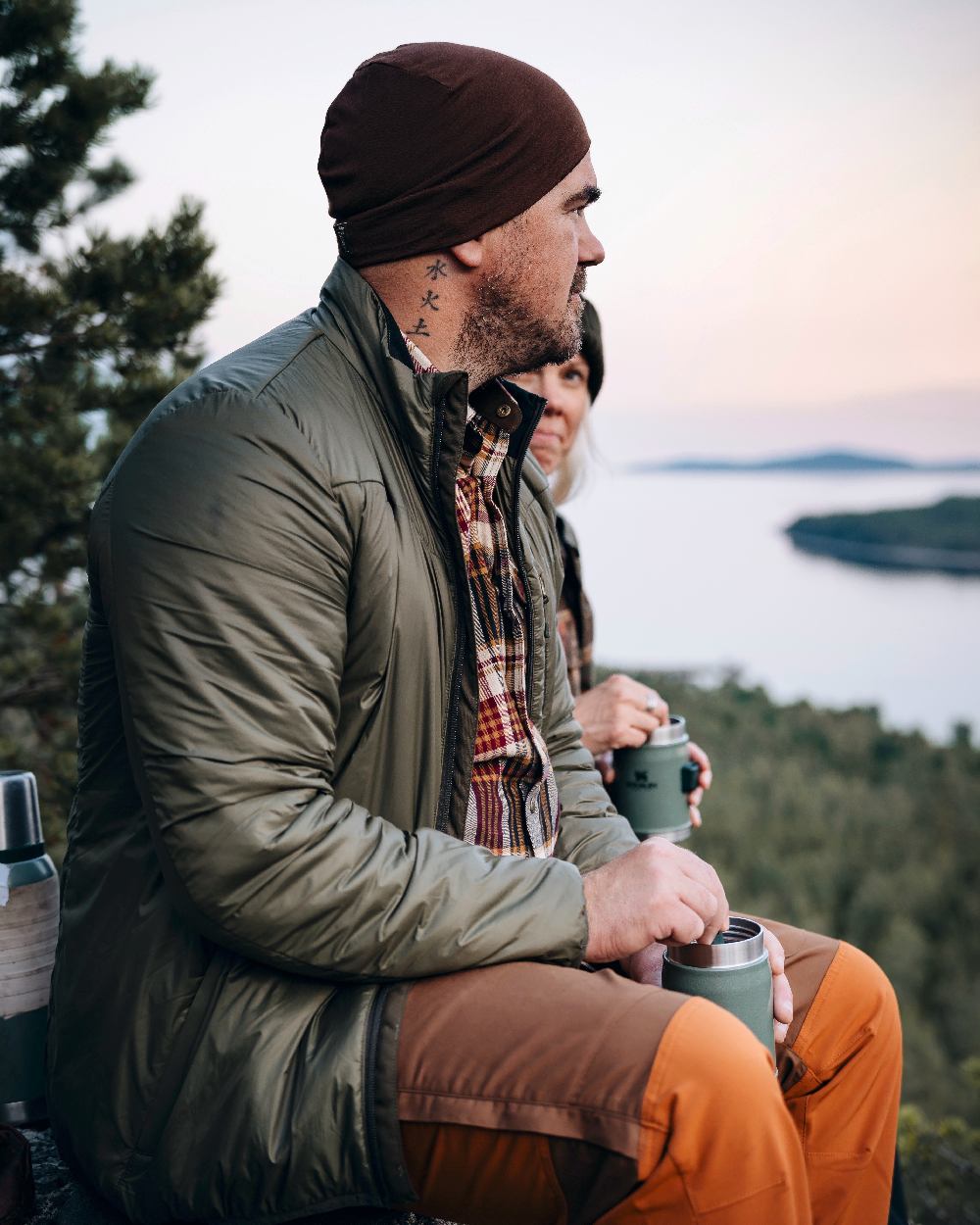 Nougat Coloured Pinewood Merino Wool Beanie on outdoor background