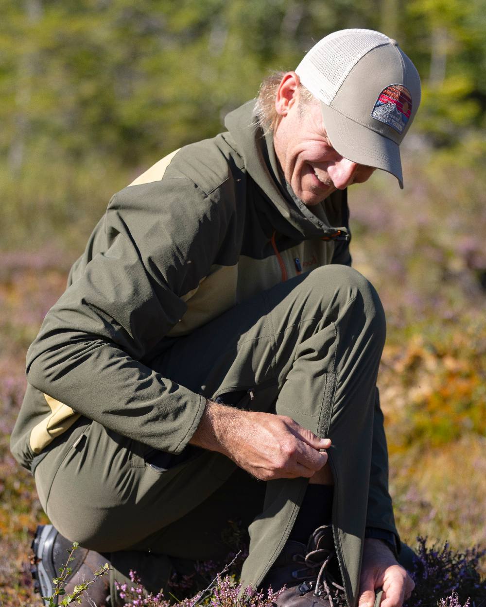 Light Khaki Coloured Pinewood Mesh Cap on outdoor background
