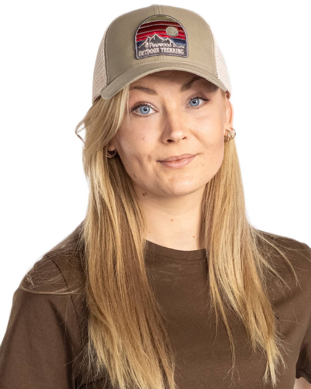 Light Khaki Coloured Pinewood Mesh Cap on white background