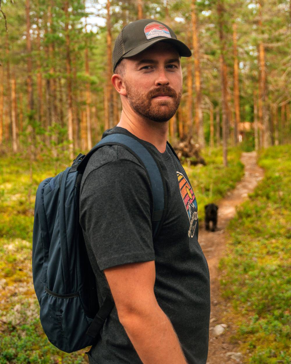 Moss Green Coloured Pinewood Mesh Cap on outdoor background