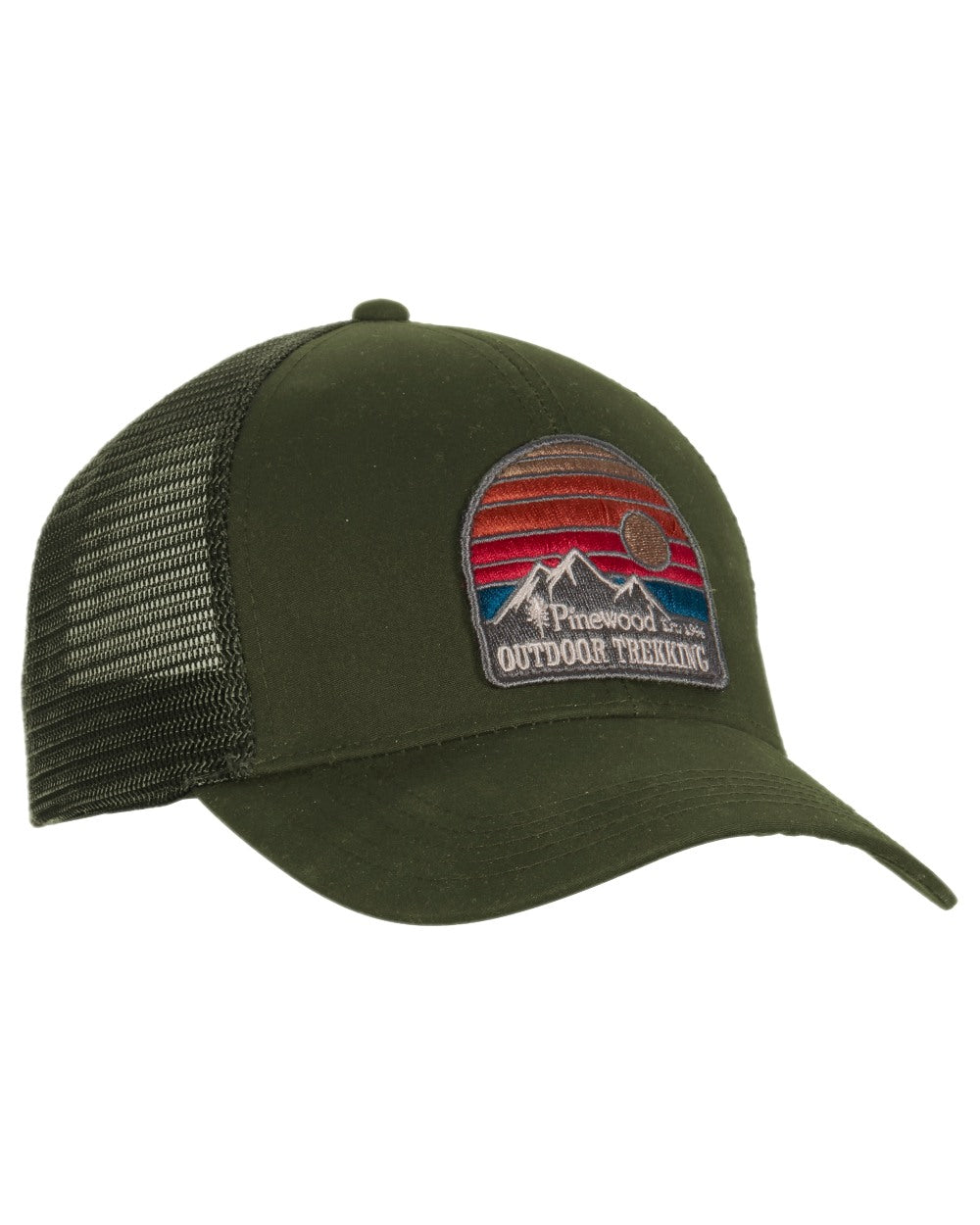 Moss Green Coloured Pinewood Mesh Cap on white background