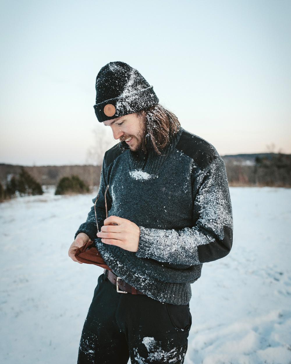 Black Coloured Pinewood Windy Hat on outdoor background