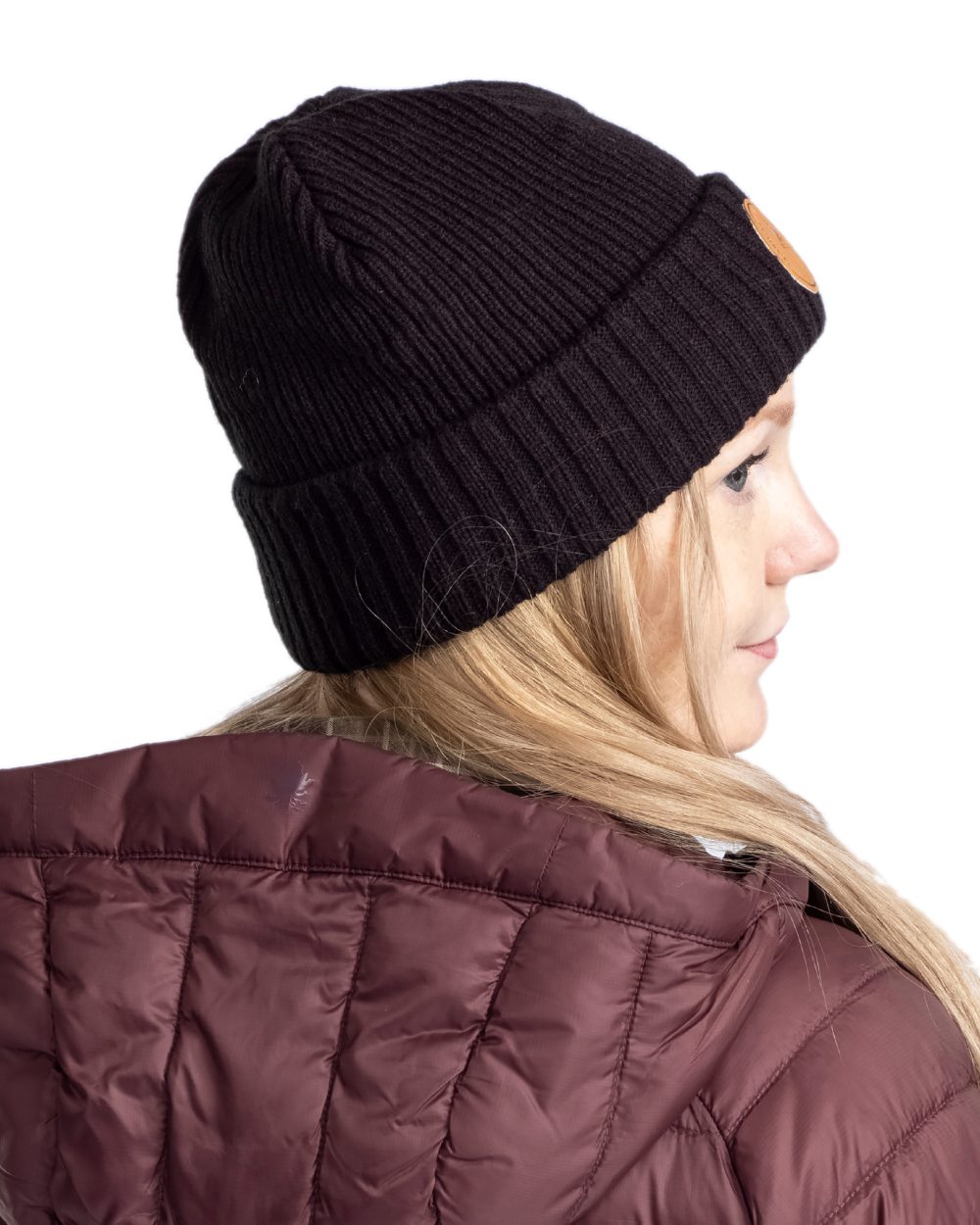 Black Coloured Pinewood Windy Hat on white background